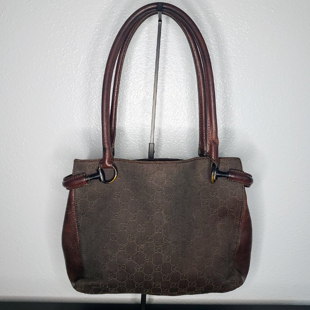 Gucci Tote - Vintage Chocolate Brown GG Canvas and Leather Trim w/ COA